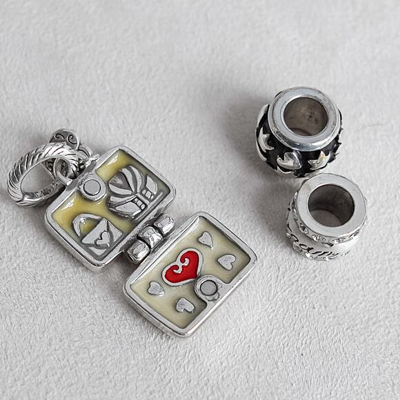 Brighton Charms 3pc Magnetic Suitcase Traveller & Dream Spacer Bead Silver - Picture 1 of 5
